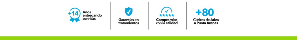 Más de 14 años entregando sonrisas. Garantía en tratamientos. Compromiso con la calidad. Clínicas de Arica a Puerto Montt.